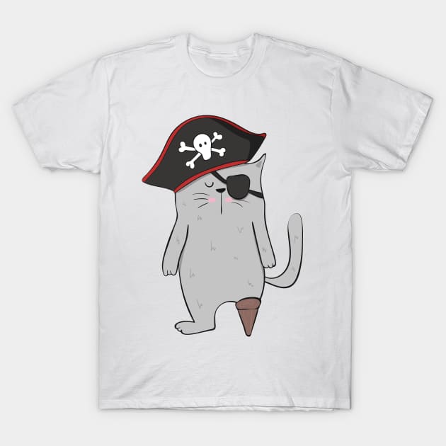 Cat Pirate- Gift For Cat Lovers T-Shirt by Dreamy Panda Designs